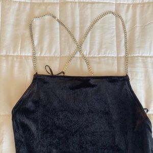 H&M black mini velvet dress. Like new. Work once. Size S